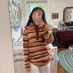 Striped Quarter Zip Sweater with buttons